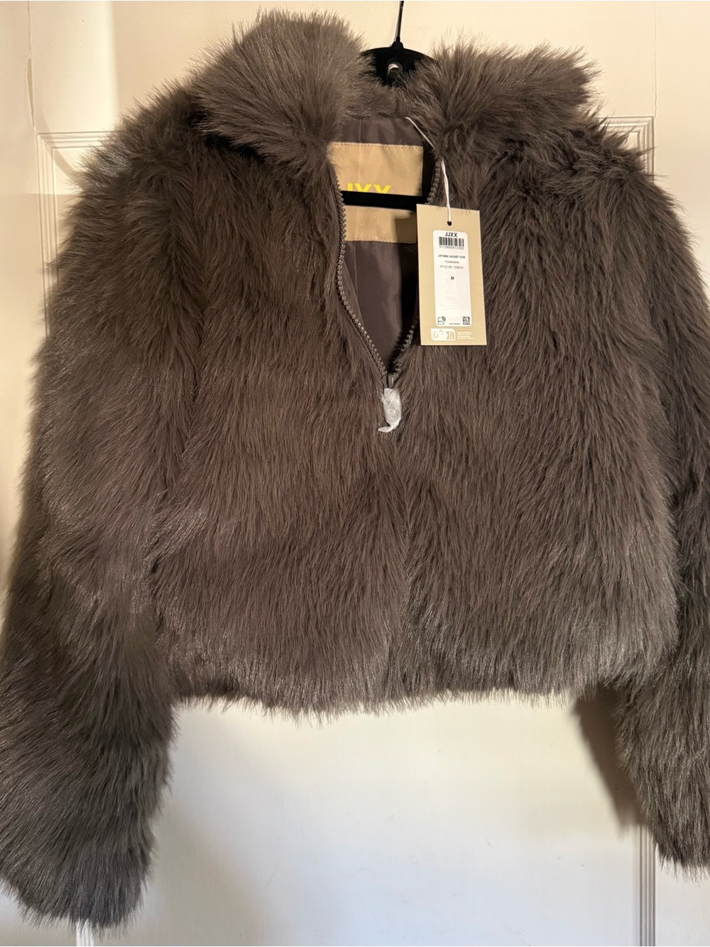 JJXX NWT Womens Faux Fur Jacket - Gray Size Medium